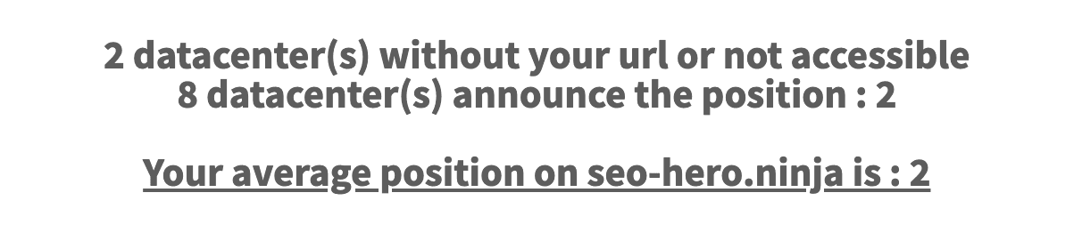 Exemple de résultats de position dans Google avec SEO Hero Ninja
